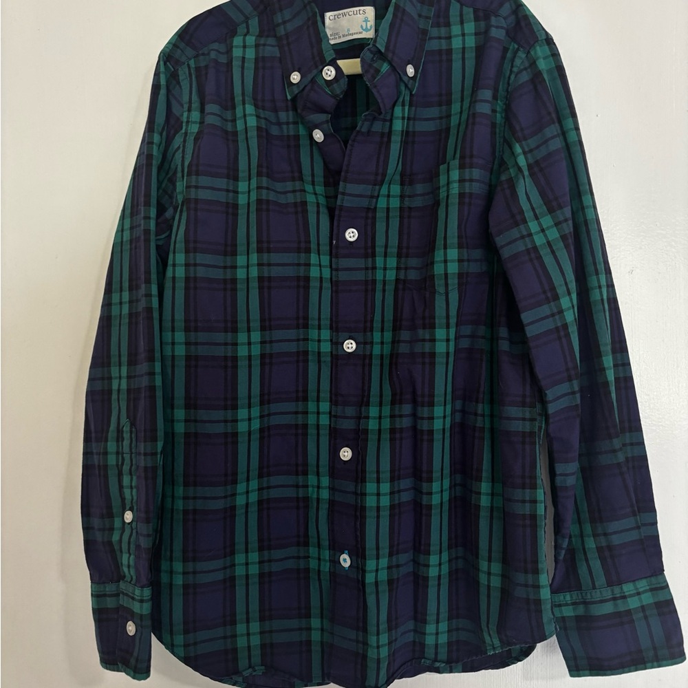 Crewcuts Green and Blue Plaid Shirt Boys 8